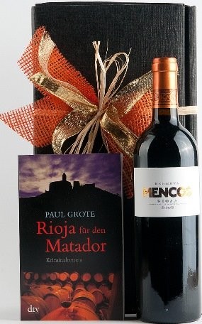 Weinpräsent Rioja für den Matador Paul Grote Weinkrimi mit Rotwe